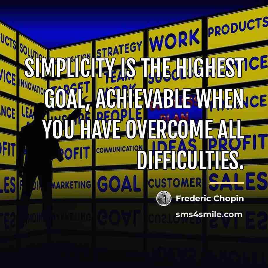 “Simplicity is the highest goal, achievable when you have overcome…” quote by Frederic Chopin