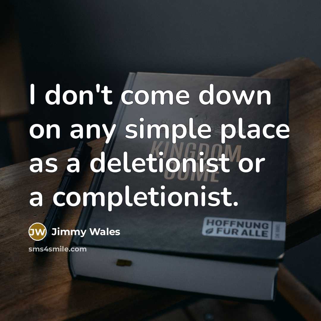 “I don't come down on any simple place as a…” quote by Jimmy Wales
