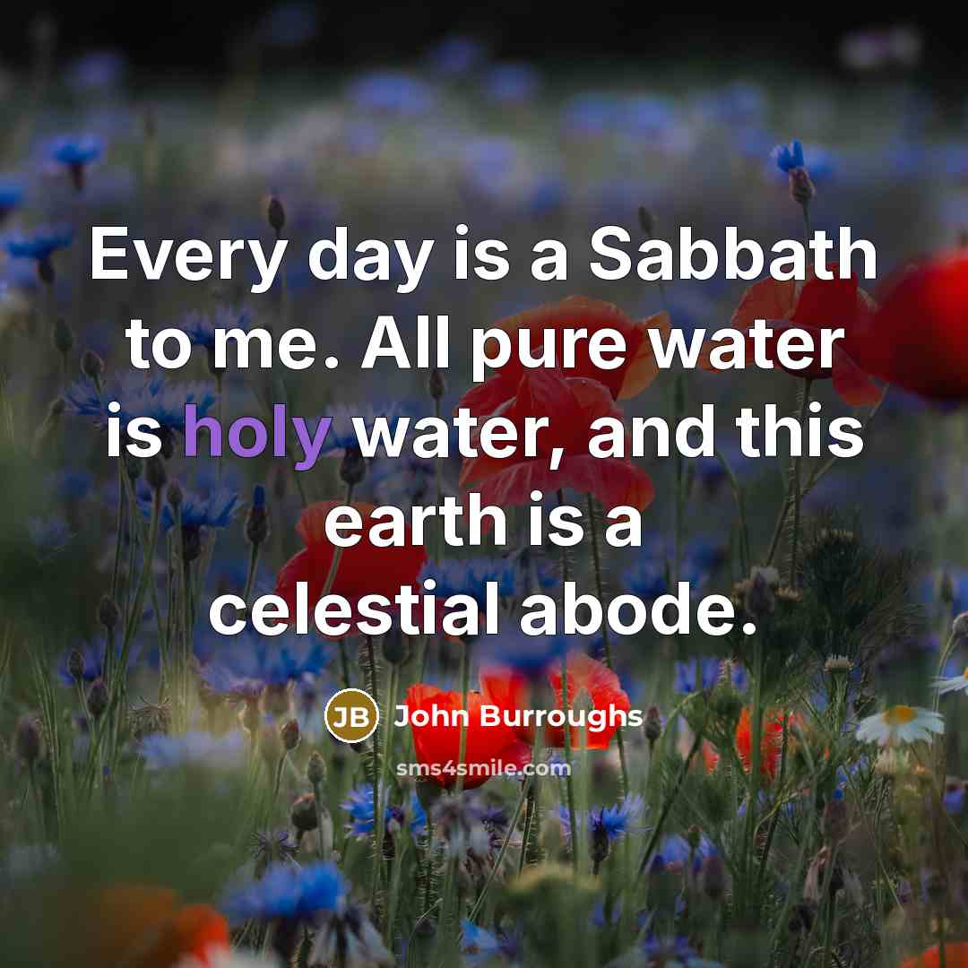 “Every day is a Sabbath to me. All pure water…” quote by John Burroughs