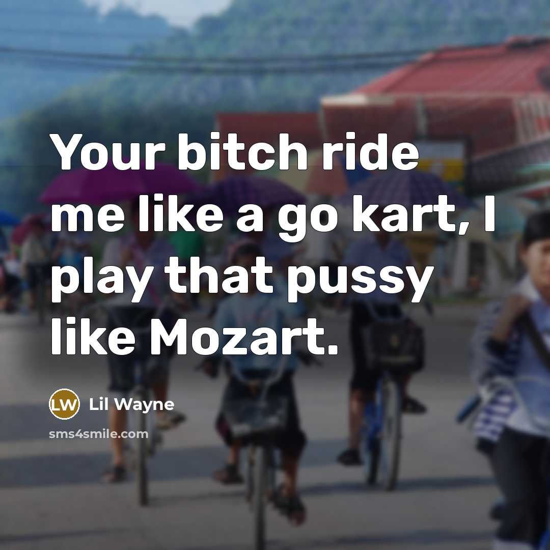 “Your bitch ride me like a go kart, I play that pussy like Mozart.” quote by Lil Wayne