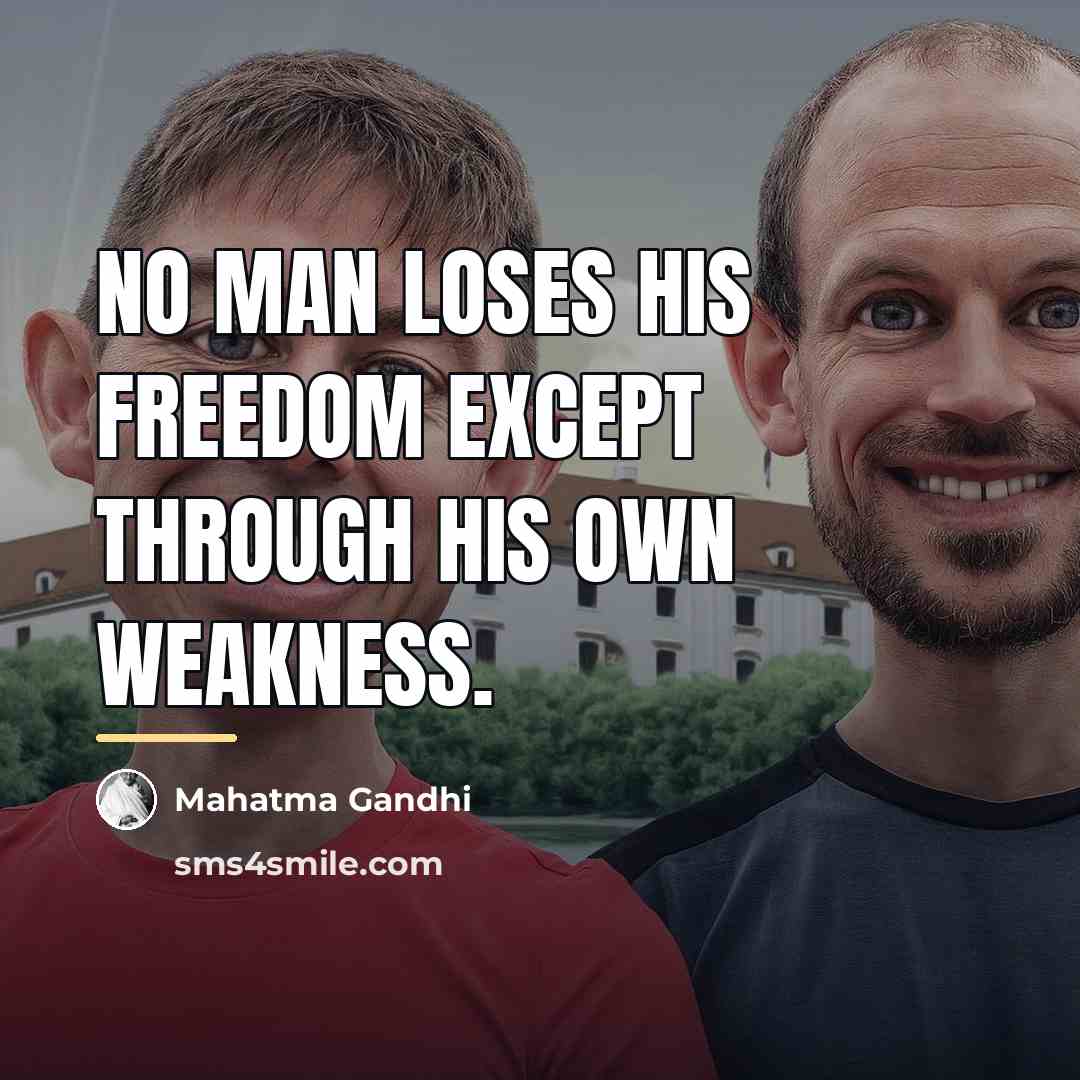 “No man loses his freedom except through his own weakness.…” quote by Mahatma Gandhi