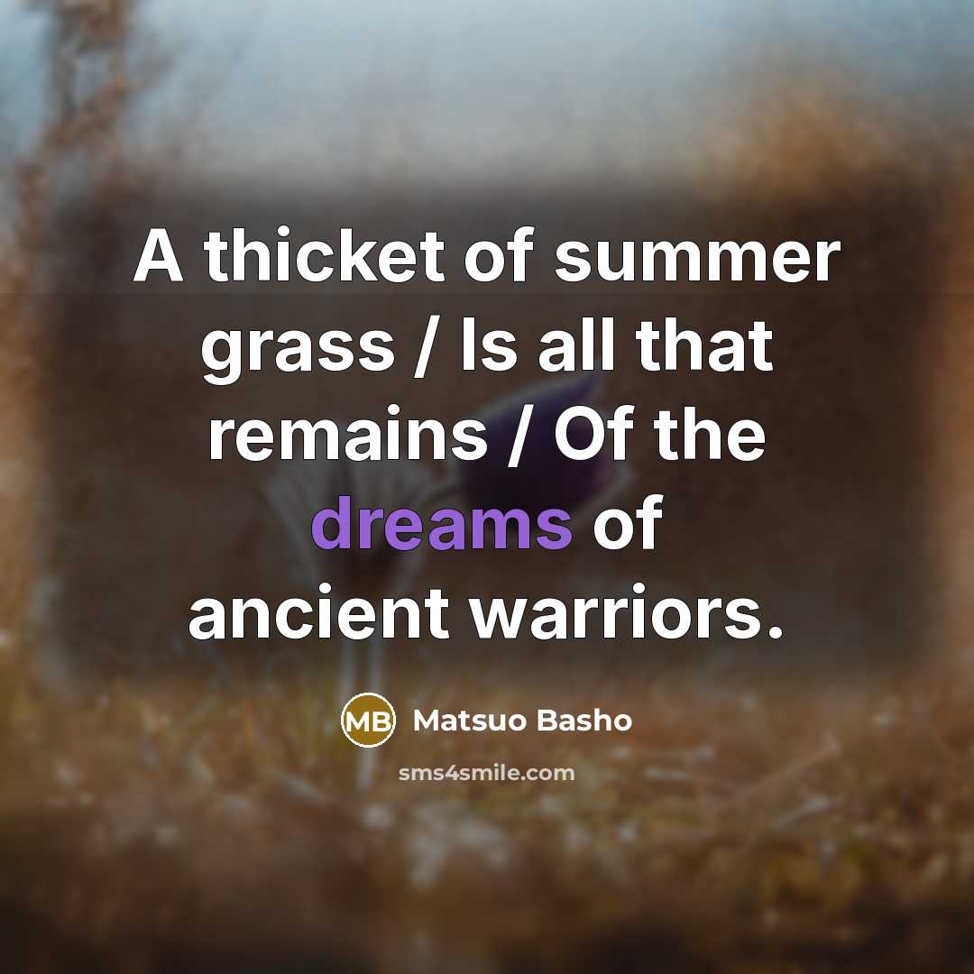 “A thicket of summer grass / Is all that remains…” quote by Matsuo Basho