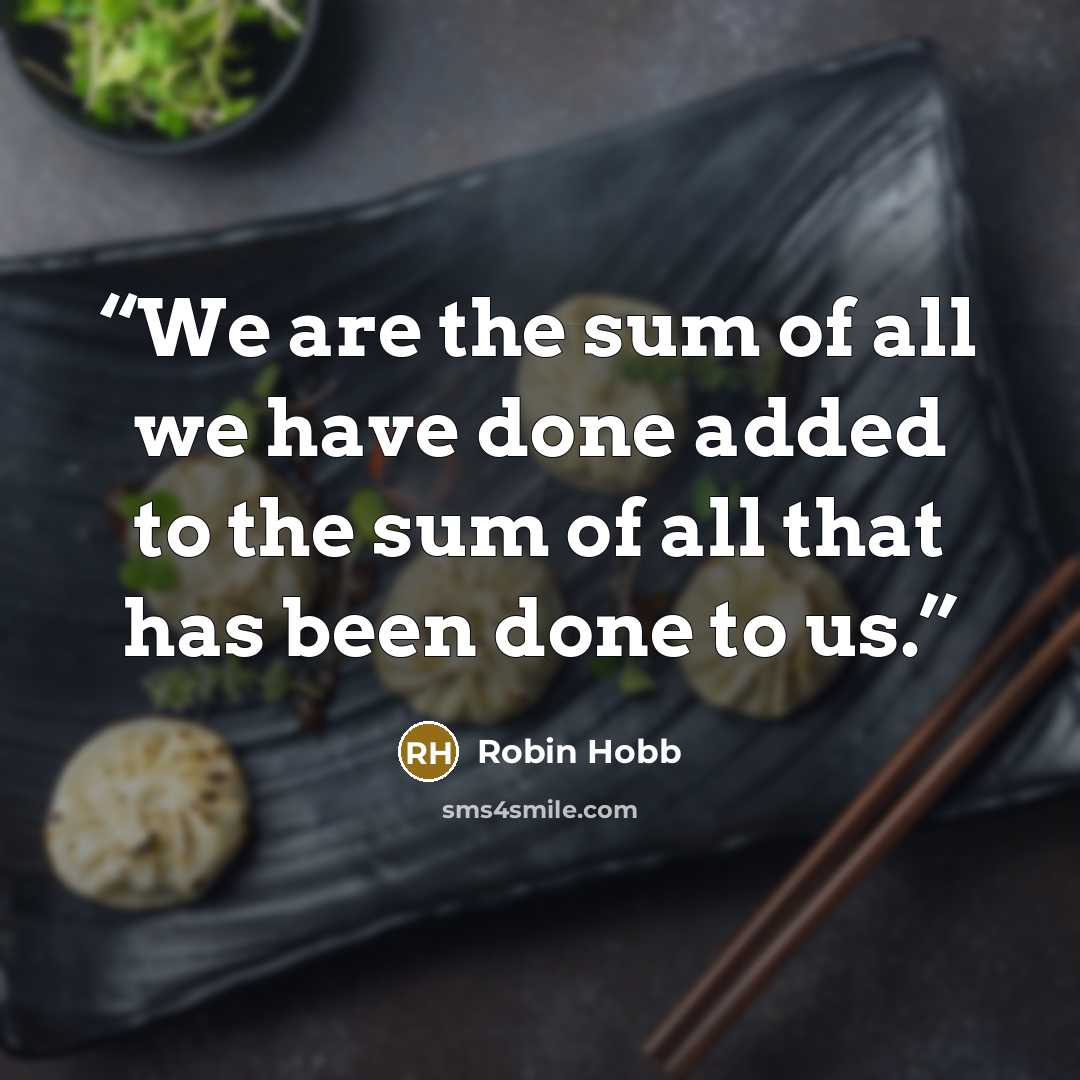 “We are the sum of all we have done added to the sum of all that has been done to us.” quote by Robin Hobb