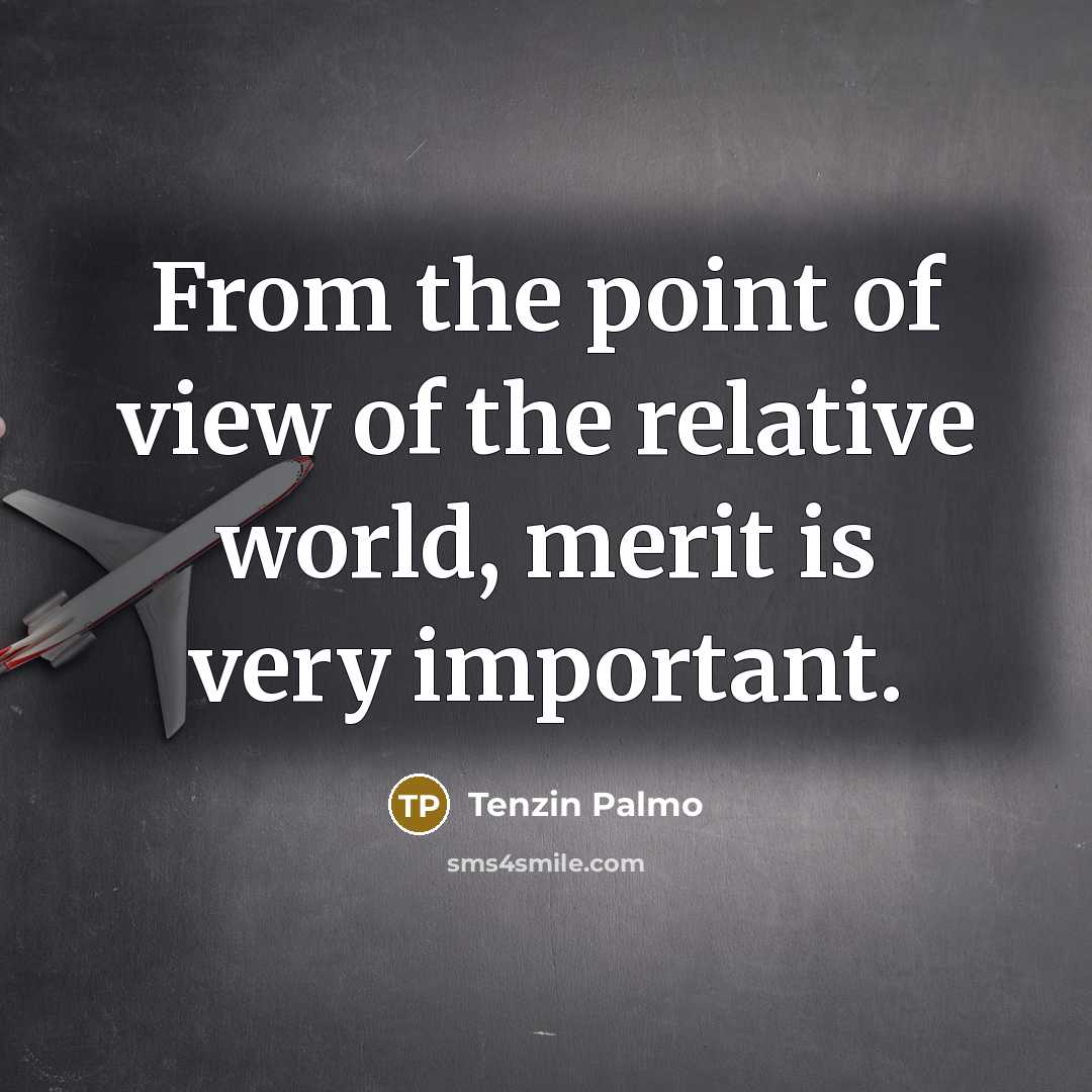 “From the point of view of the relative world, merit…” quote by Tenzin Palmo