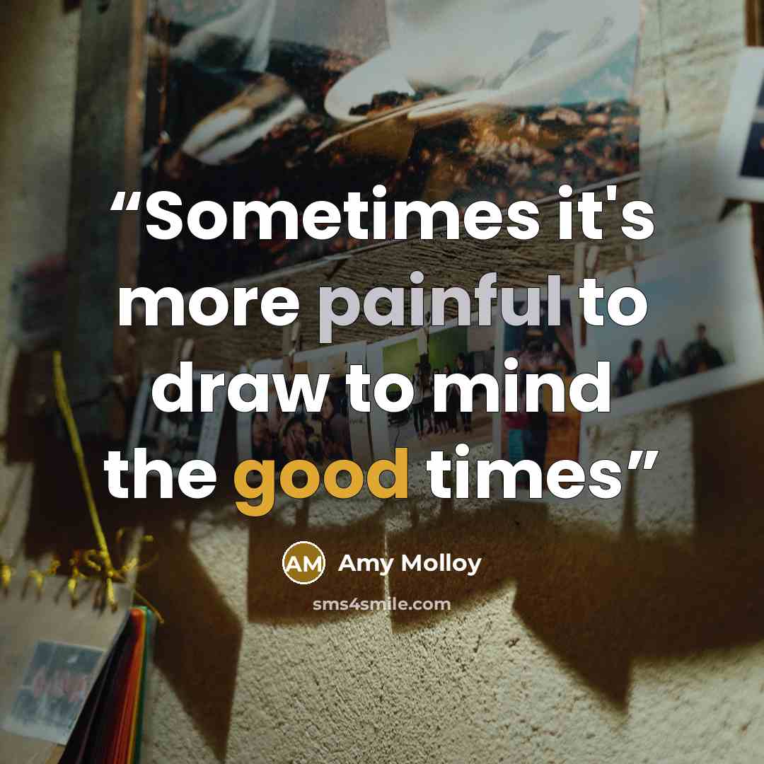 “Sometimes it's more painful to draw to mind the good times” quote by Amy Molloy