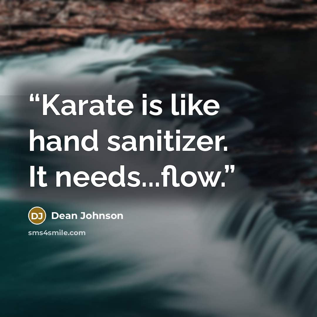 “Karate is like hand sanitizer. It needs...flow.” quote by Dean Johnson