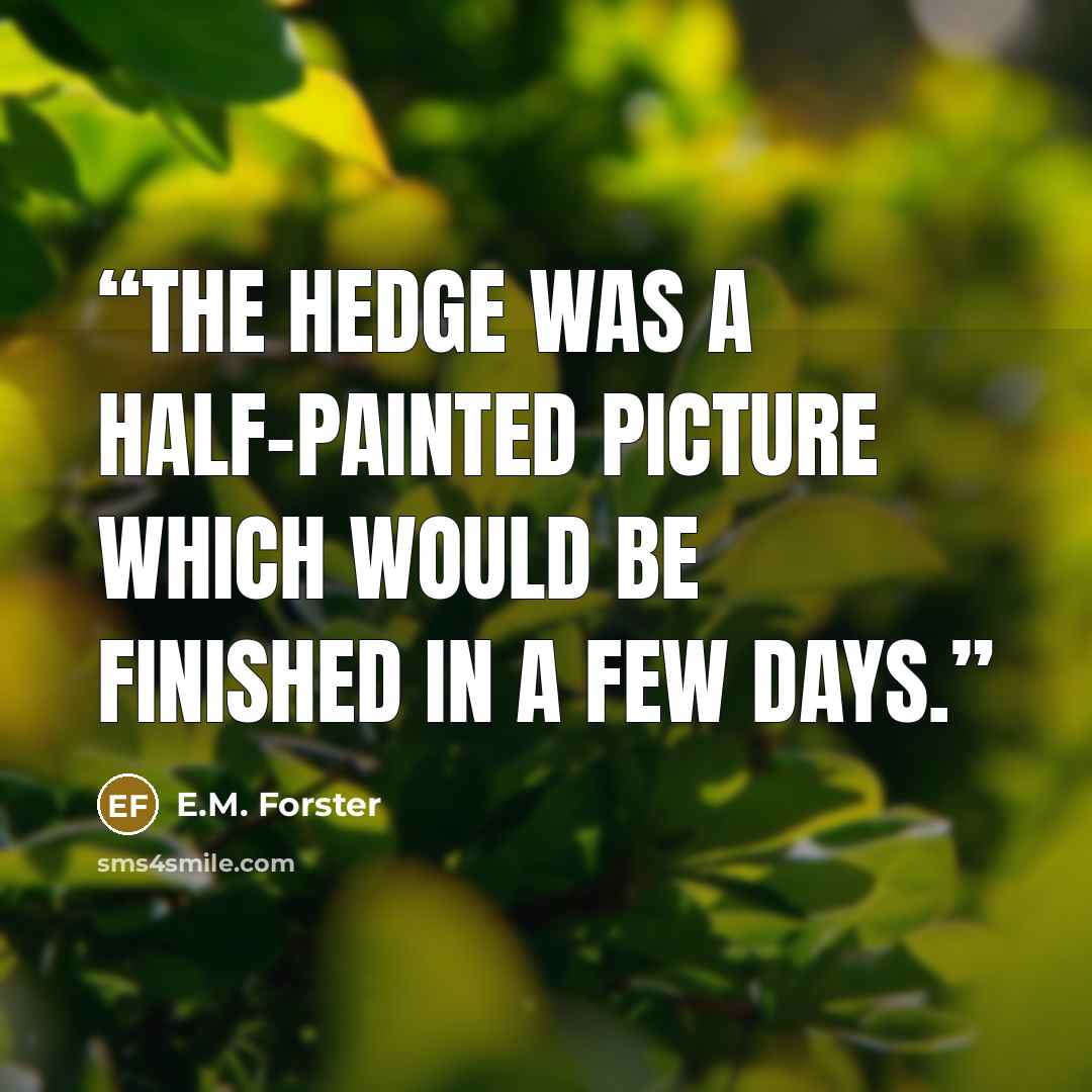 “The hedge was a half-painted picture which would be finished in a few days.” quote by E.M. Forster