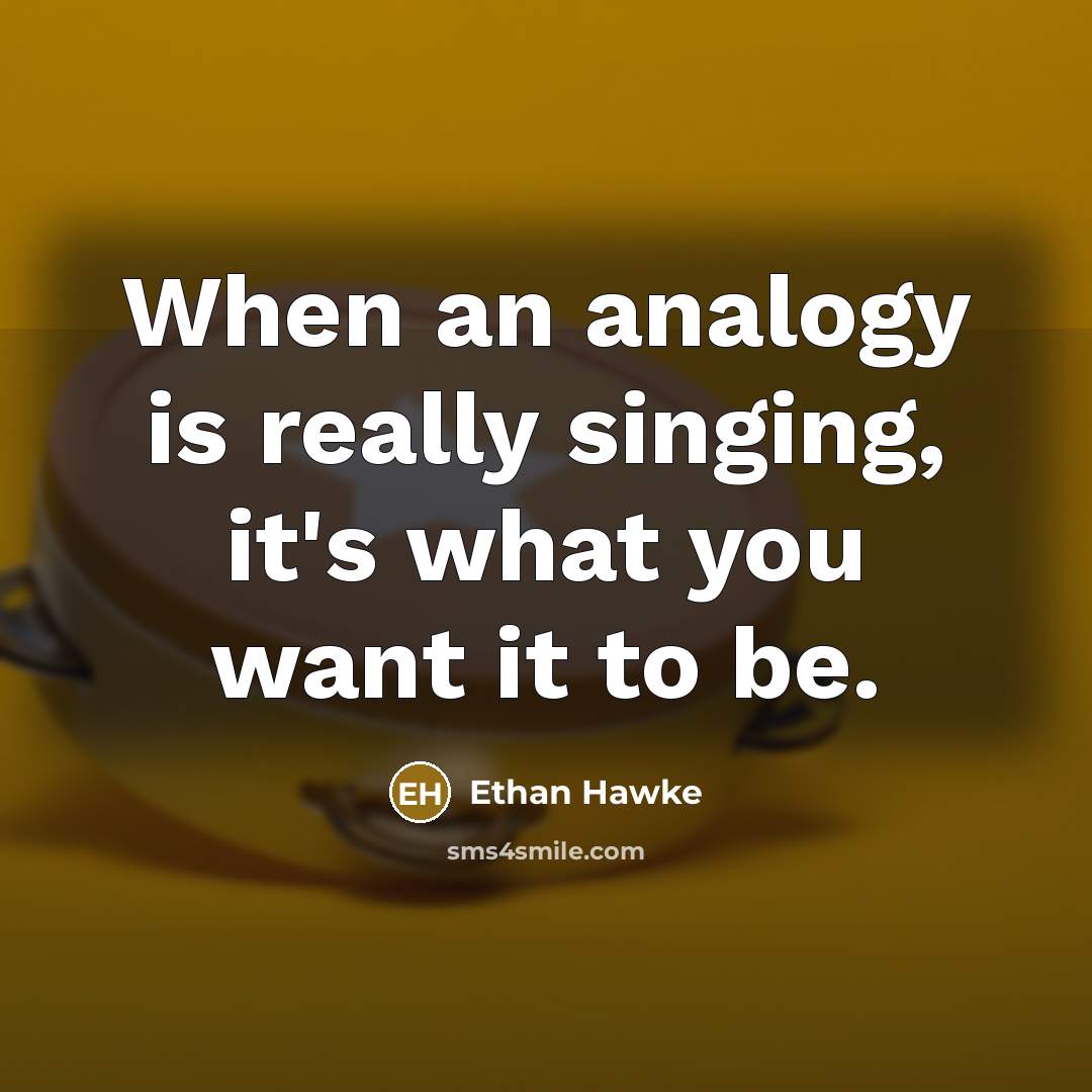 “When an analogy is really singing, it's what you want…” quote by Ethan Hawke