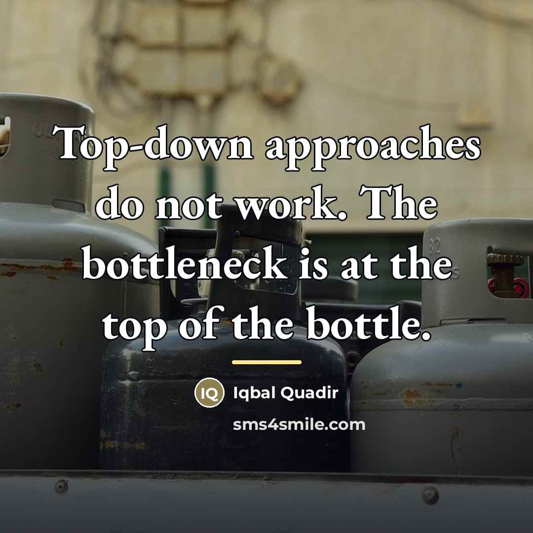 “Top-down approaches do not work. The bottleneck is at the…” quote by Iqbal Quadir