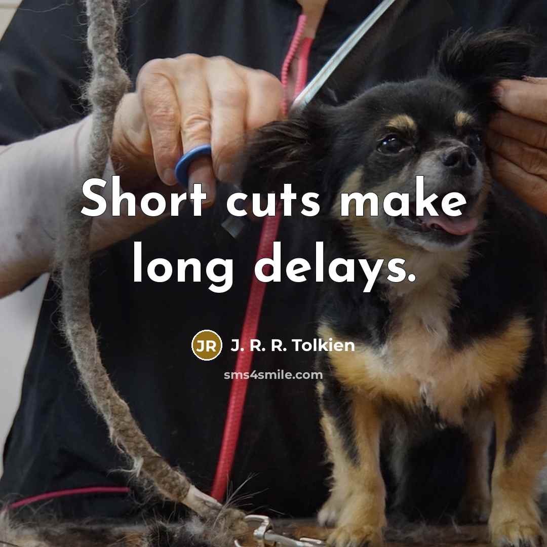 “Short cuts make long delays.” quote by J. R. R. Tolkien