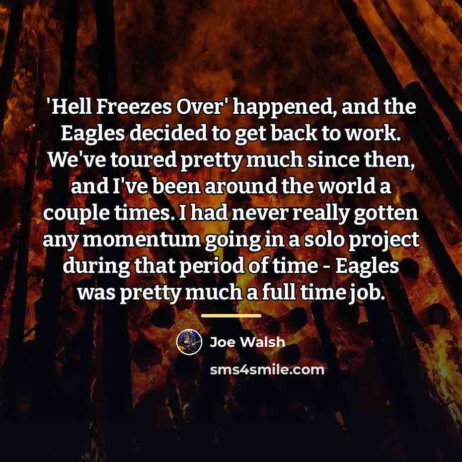 “'Hell Freezes Over' happened, and the Eagles decided to get…” quote by Joe Walsh