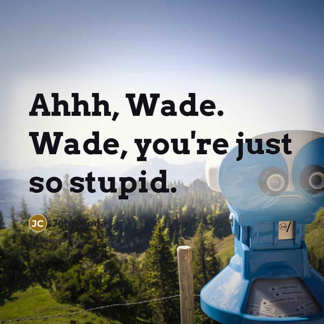“Ahhh, Wade. Wade, you're just so stupid.…” quote by John Cena