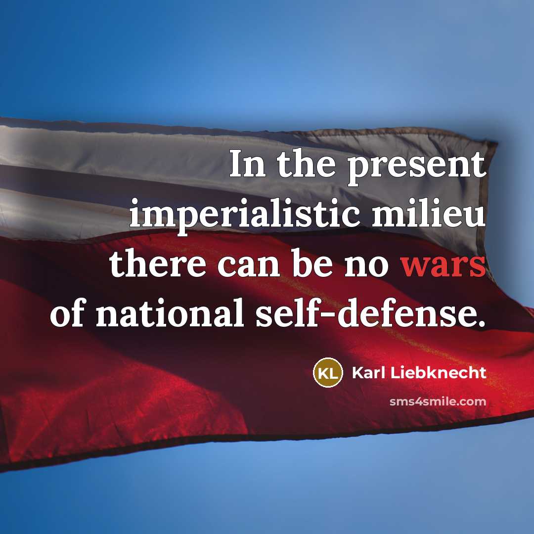 “In the present imperialistic milieu there can be no wars…” quote by Karl Liebknecht