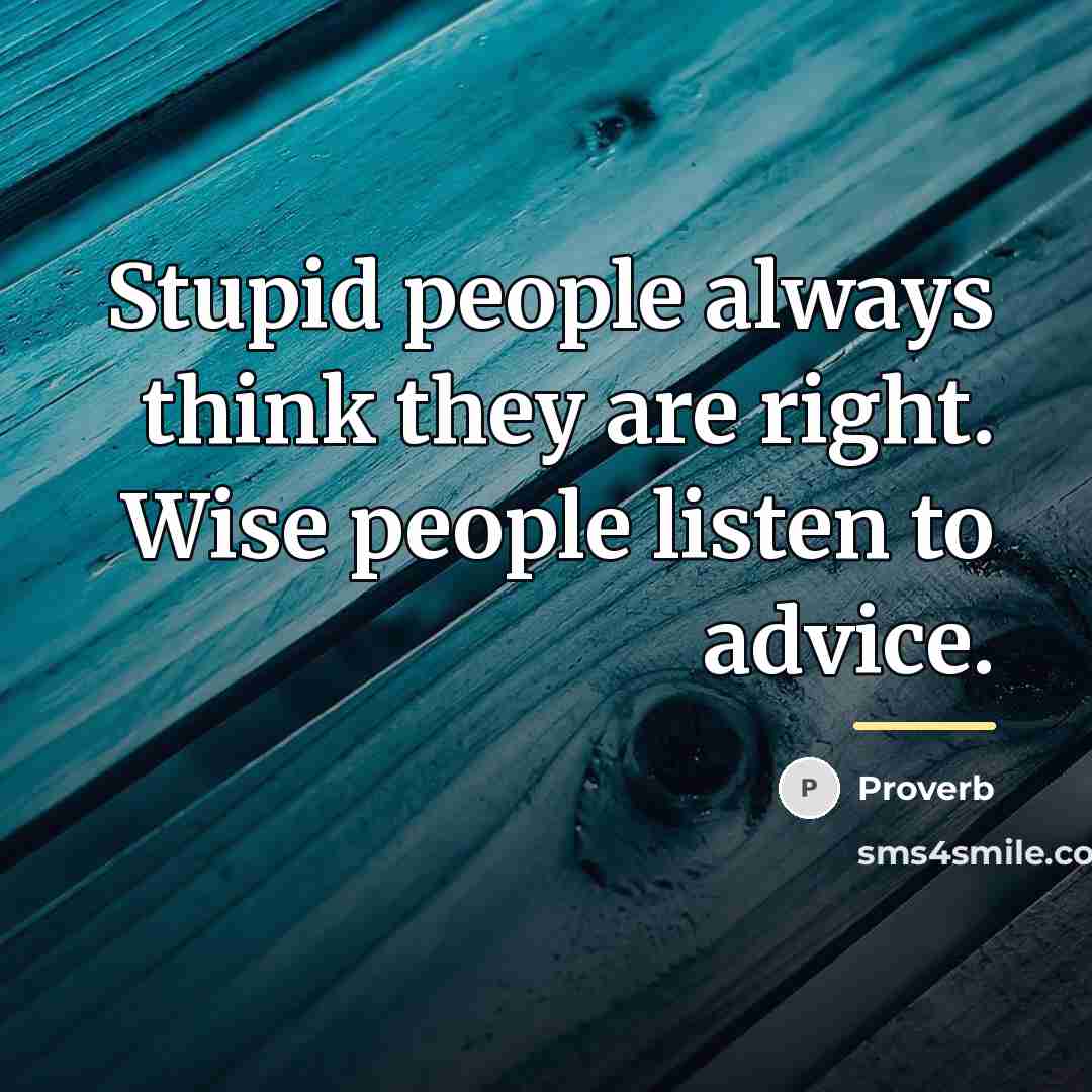 “Stupid people always think they are right. Wise people listen…” quote by Proverb