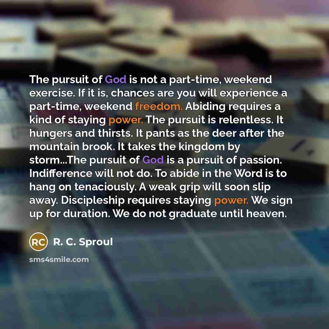 “The pursuit of God is not a part-time, weekend exercise.…” quote by R. C. Sproul