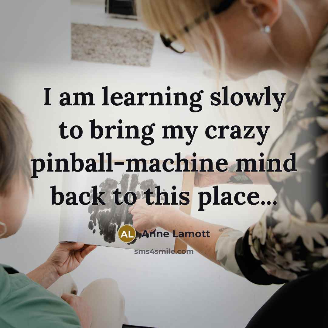 “I am learning slowly to bring my crazy pinball-machine mind…” quote by Anne Lamott