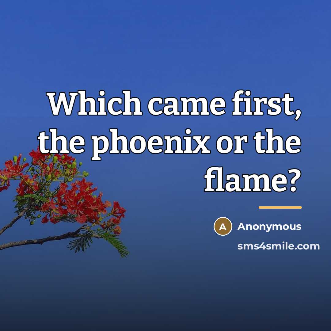 “Which came first, the phoenix or the flame?…” quote by Anonymous