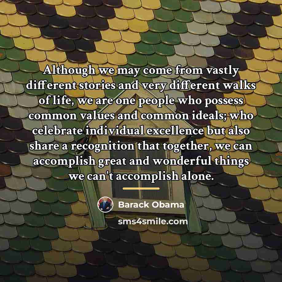 “Although we may come from vastly different stories and very…” quote by Barack Obama