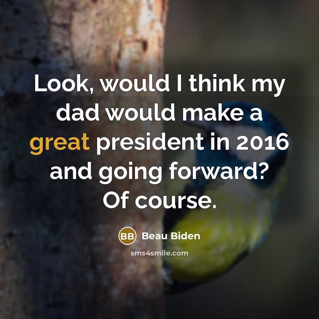 “Look, would I think my dad would make a great…” quote by Beau Biden