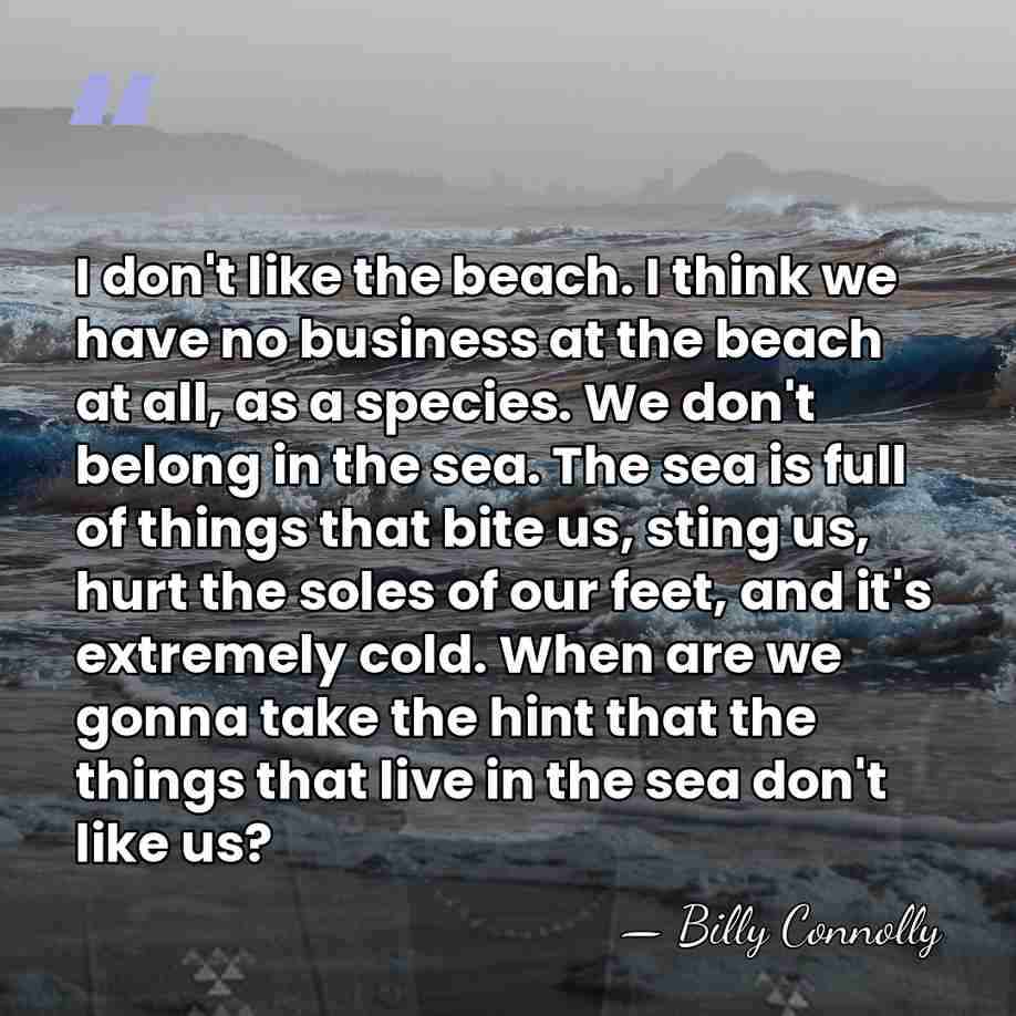 I don't like the beach. I think we have no business at&hellip; - Billy Connolly
