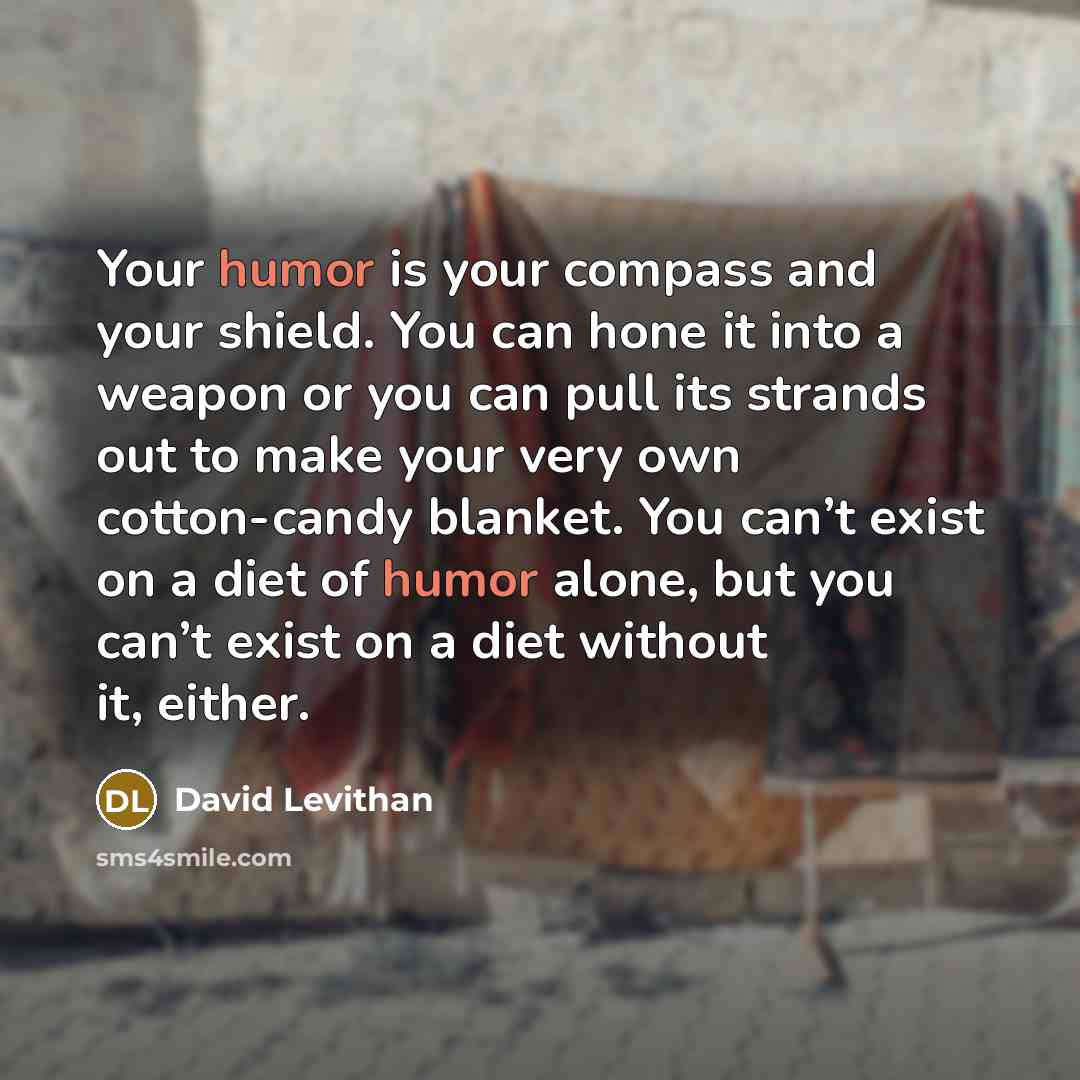 “Your humor is your compass and your shield. You can…” quote by David Levithan