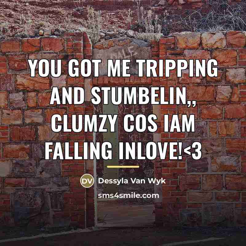 “You got me tripping and stumbelin,, clumzy cos iam falling…” quote by Dessyla Van Wyk