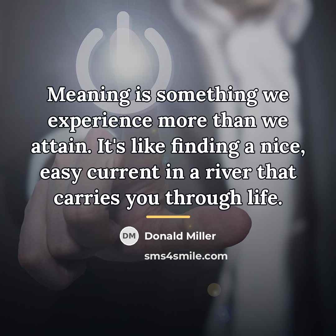 “Meaning is something we experience more than we attain. It's…” quote by Donald Miller
