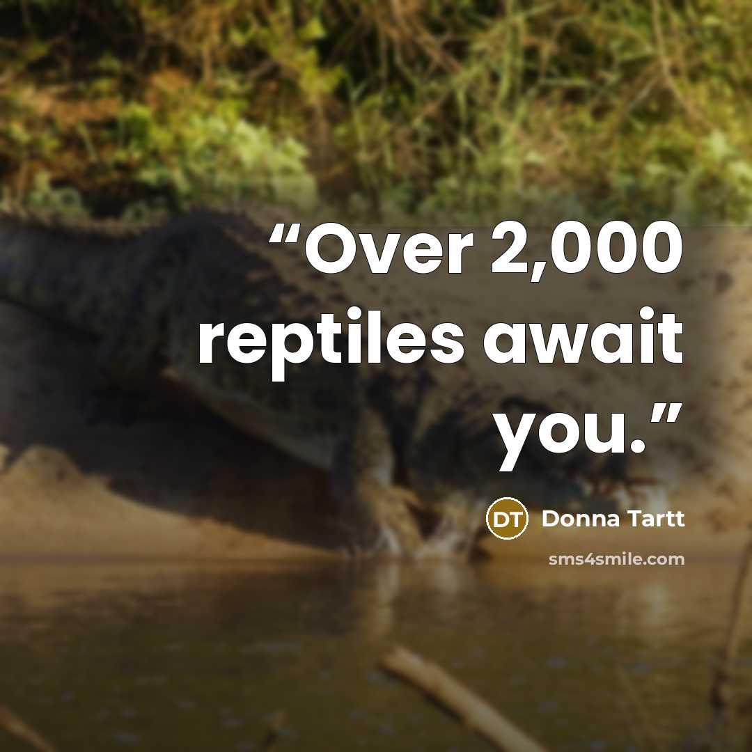 “Over 2,000 reptiles await you.” quote by Donna Tartt