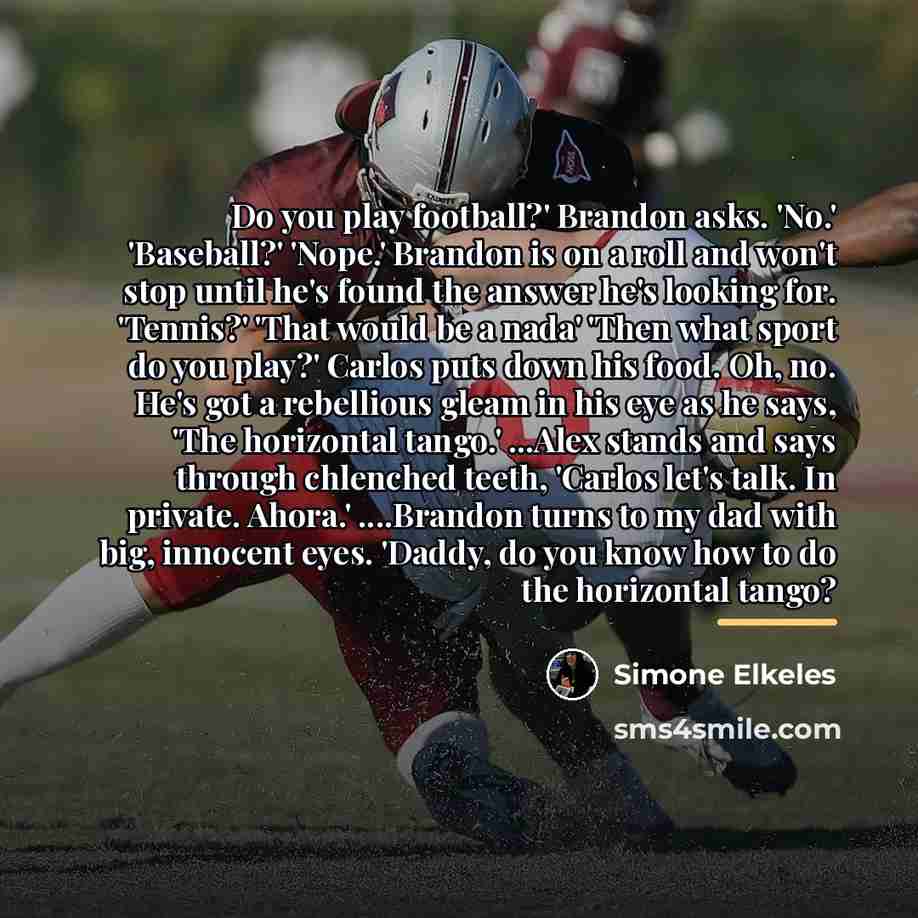 “Do you play football?' Brandon asks. 'No.' 'Baseball?' 'Nope.' Brandon…” quote by Simone Elkeles