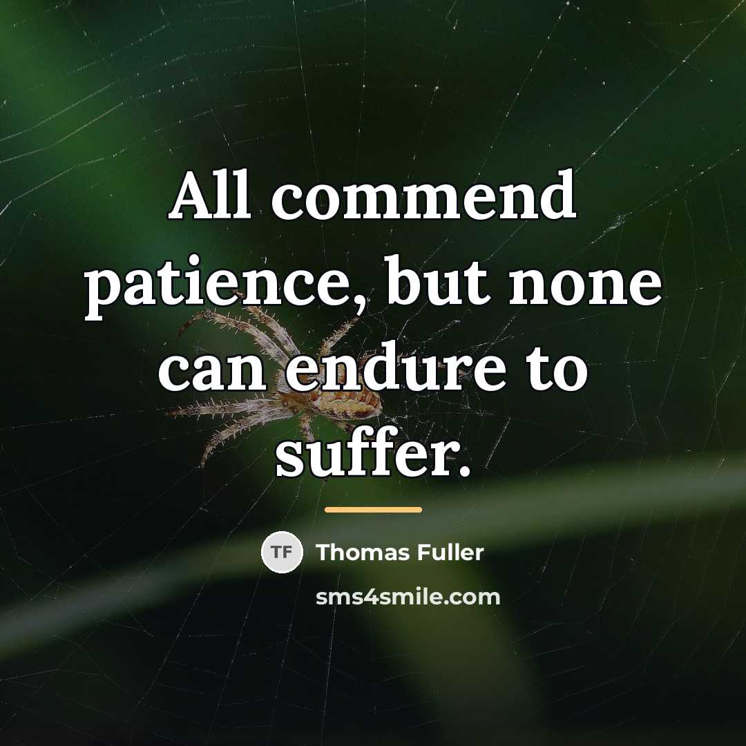 “All commend patience, but none can endure to suffer.…” quote by Thomas Fuller