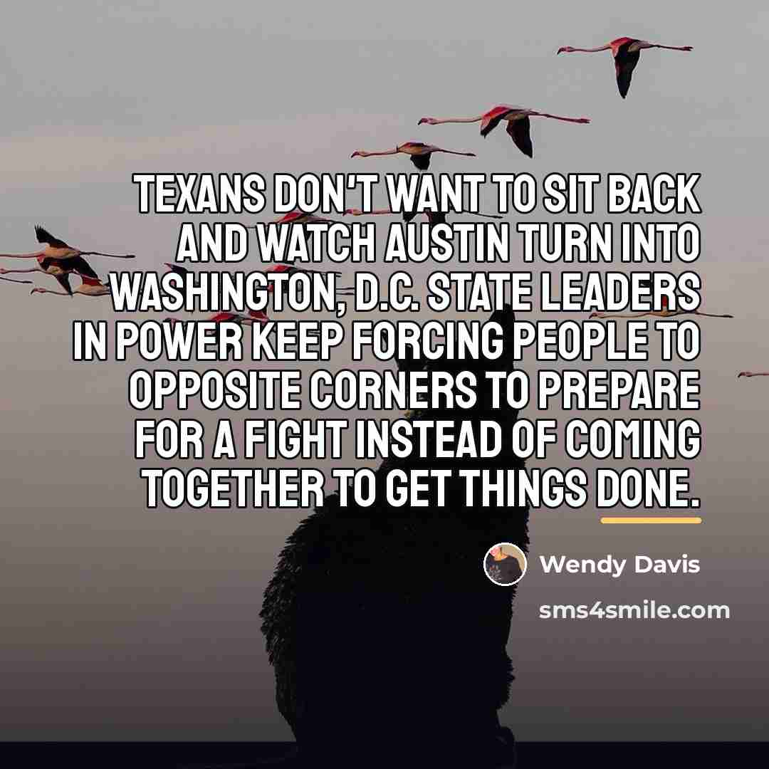 “Texans don't want to sit back and watch Austin turn…” quote by Wendy Davis