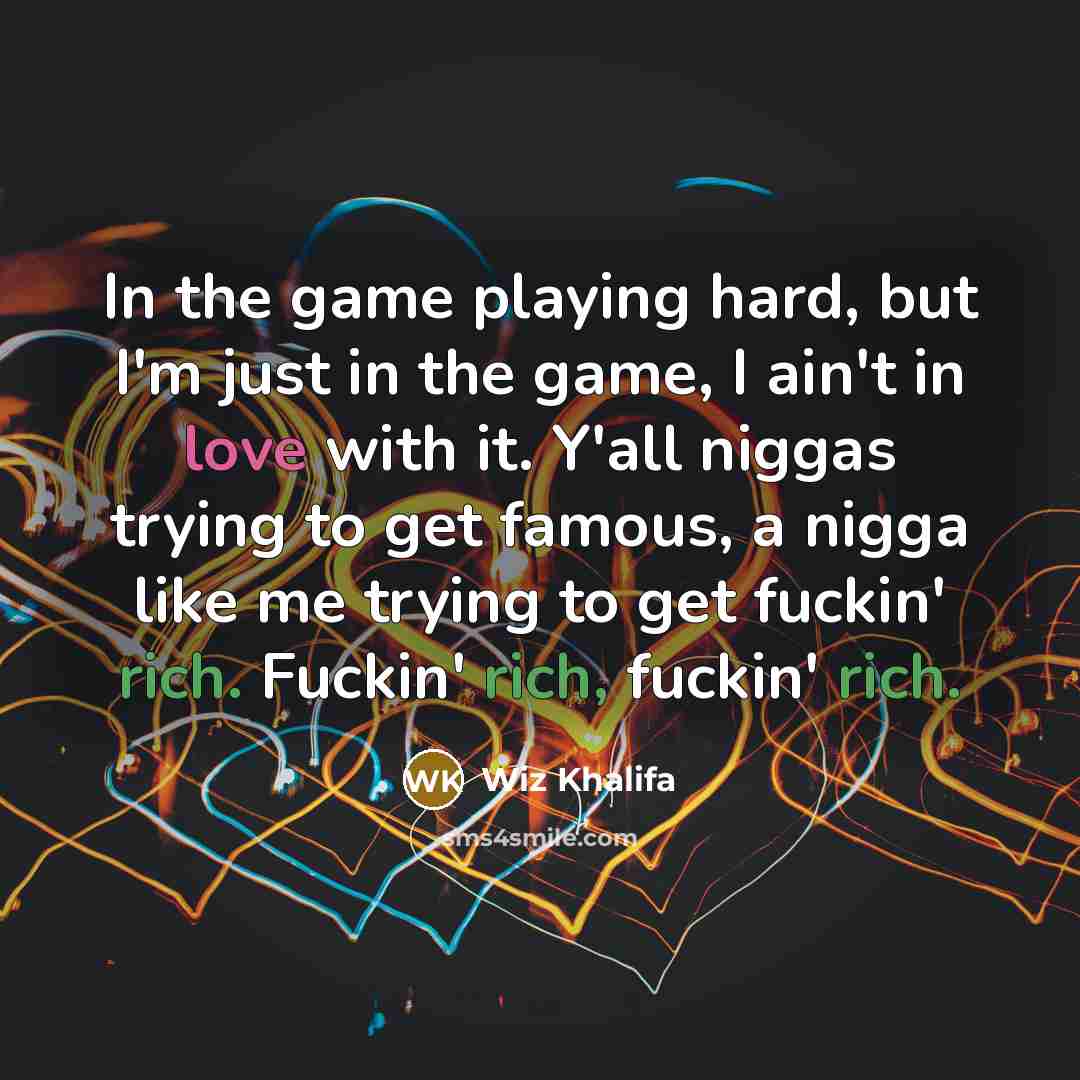 “In the game playing hard, but I'm just in the…” quote by Wiz Khalifa