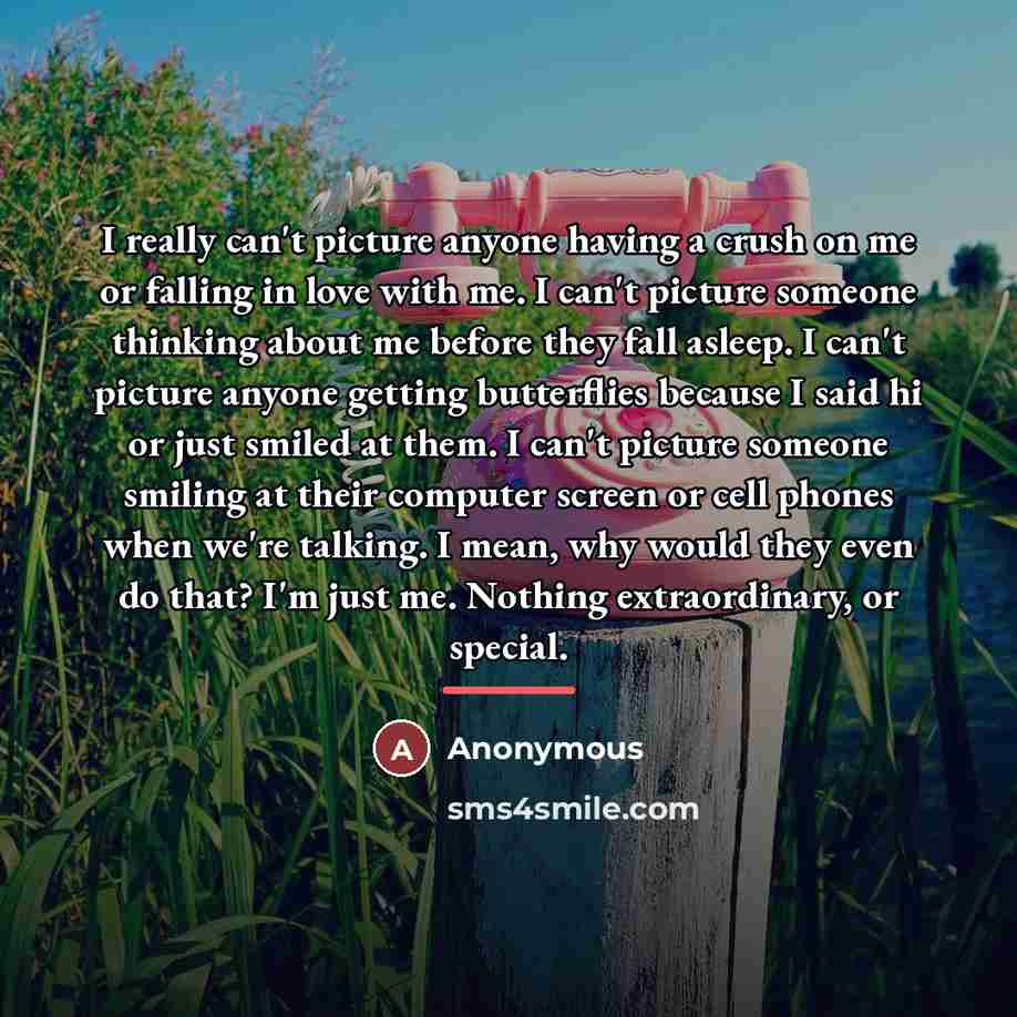 “I really can't picture anyone having a crush on me…” quote by Anonymous