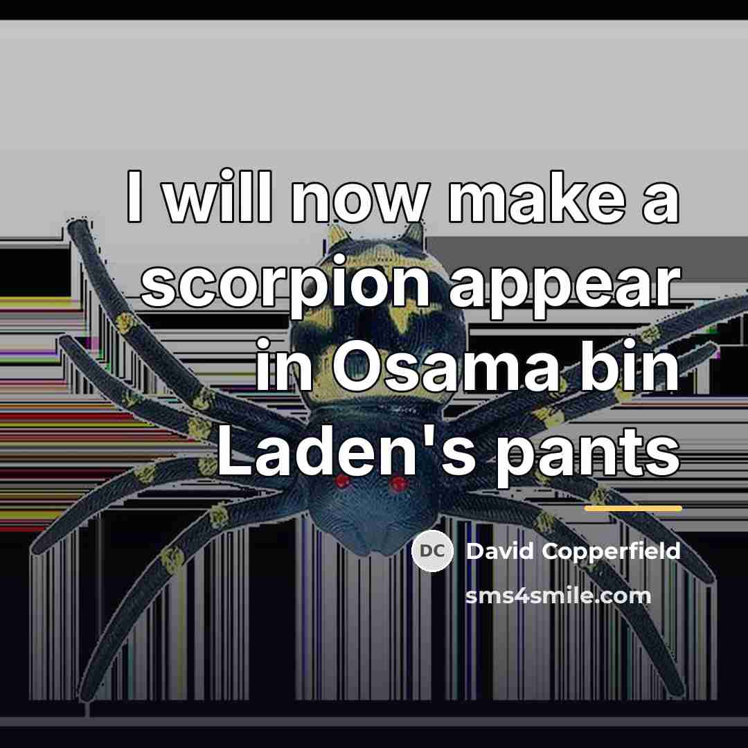 “I will now make a scorpion appear in Osama bin…” quote by David Copperfield