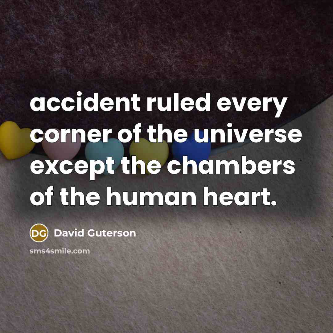 “accident ruled every corner of the universe except the chambers…” quote by David Guterson