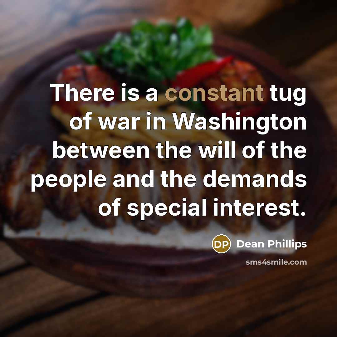 “There is a constant tug of war in Washington between…” quote by Dean Phillips