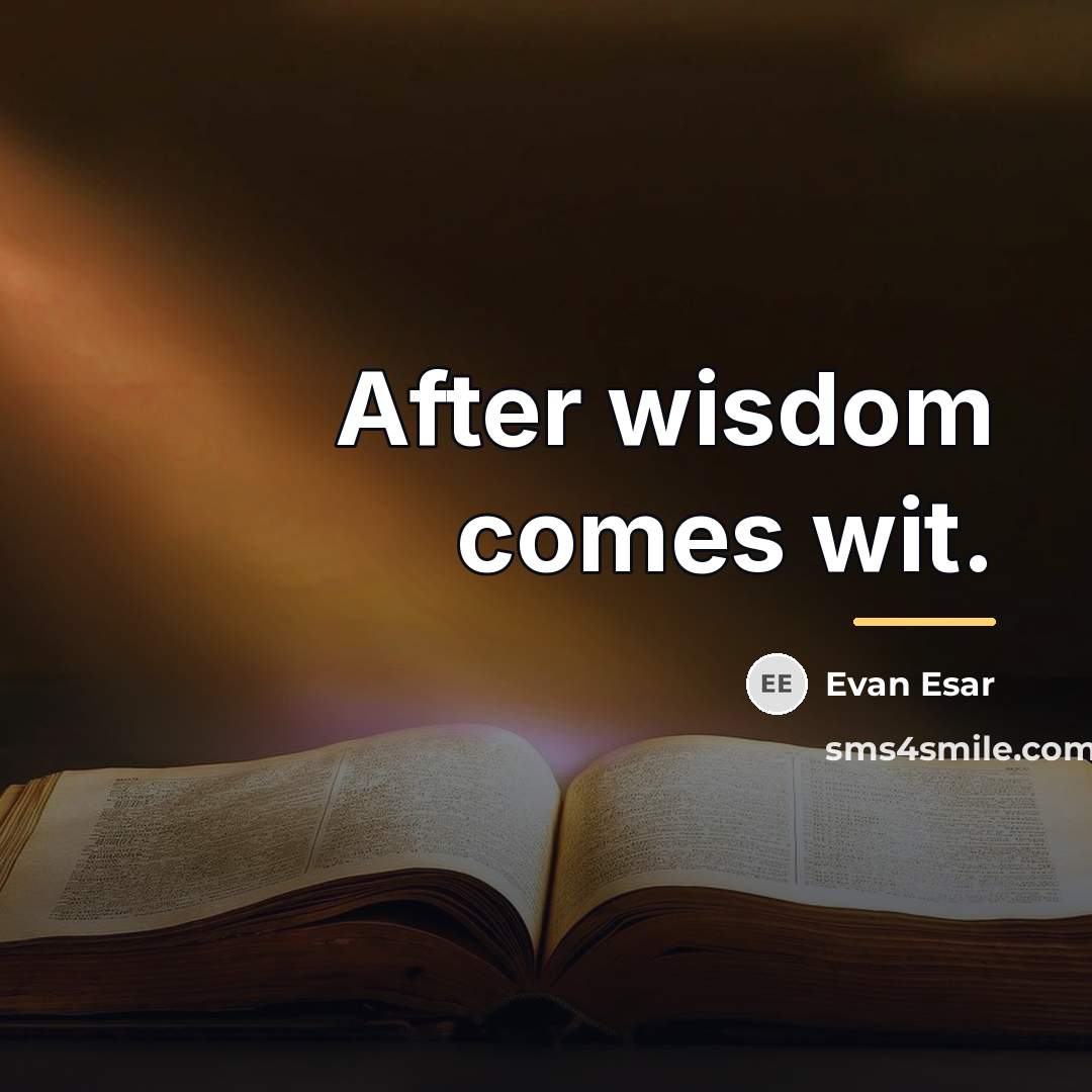 “After wisdom comes wit.…” quote by Evan Esar