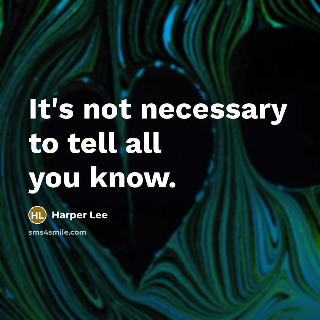 “It's not necessary to tell all you know.…” quote by Harper Lee