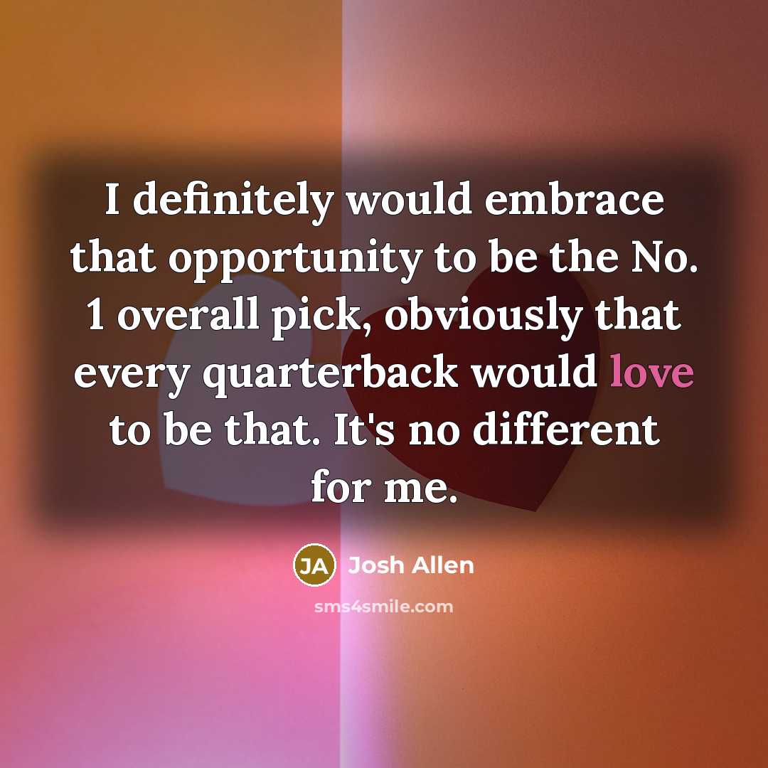 “I definitely would embrace that opportunity to be the No.…” quote by Josh Allen
