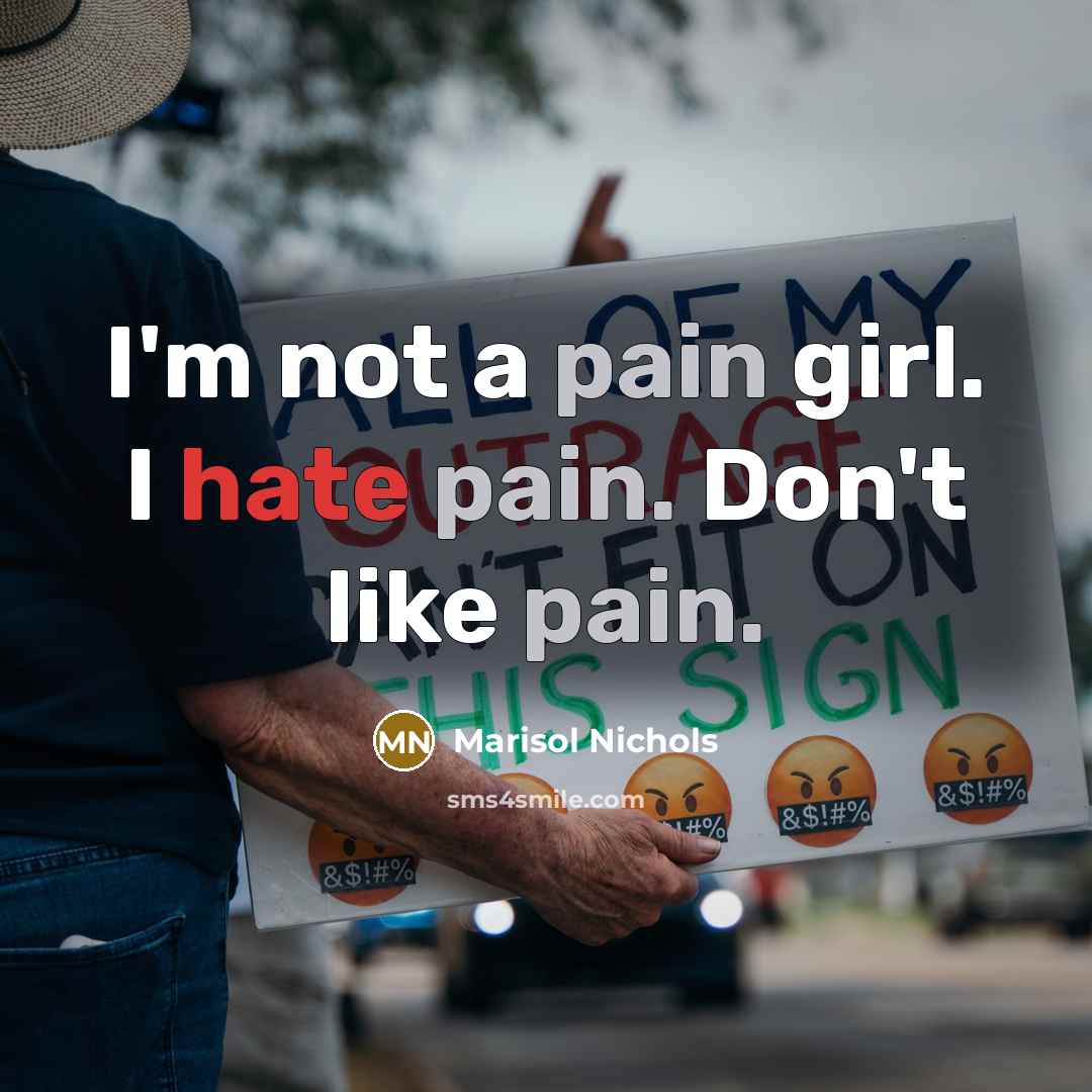 “I'm not a pain girl. I hate pain. Don't like…” quote by Marisol Nichols