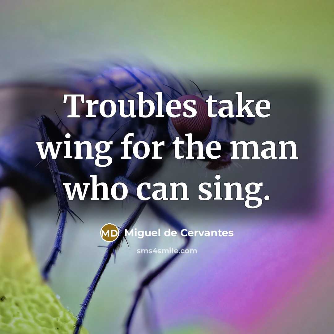 “Troubles take wing for the man who can sing.…” quote by Miguel de Cervantes