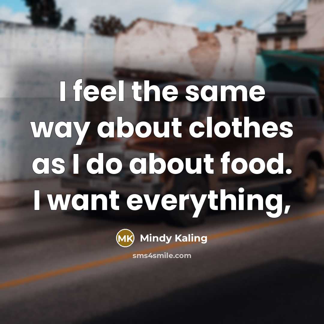 “I feel the same way about clothes as I do…” quote by Mindy Kaling