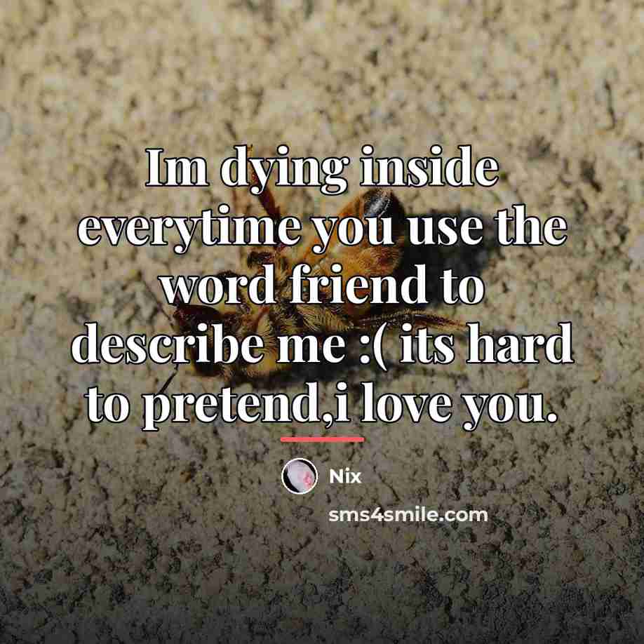 “Im dying inside everytime you use the word friend to…” quote by Nix