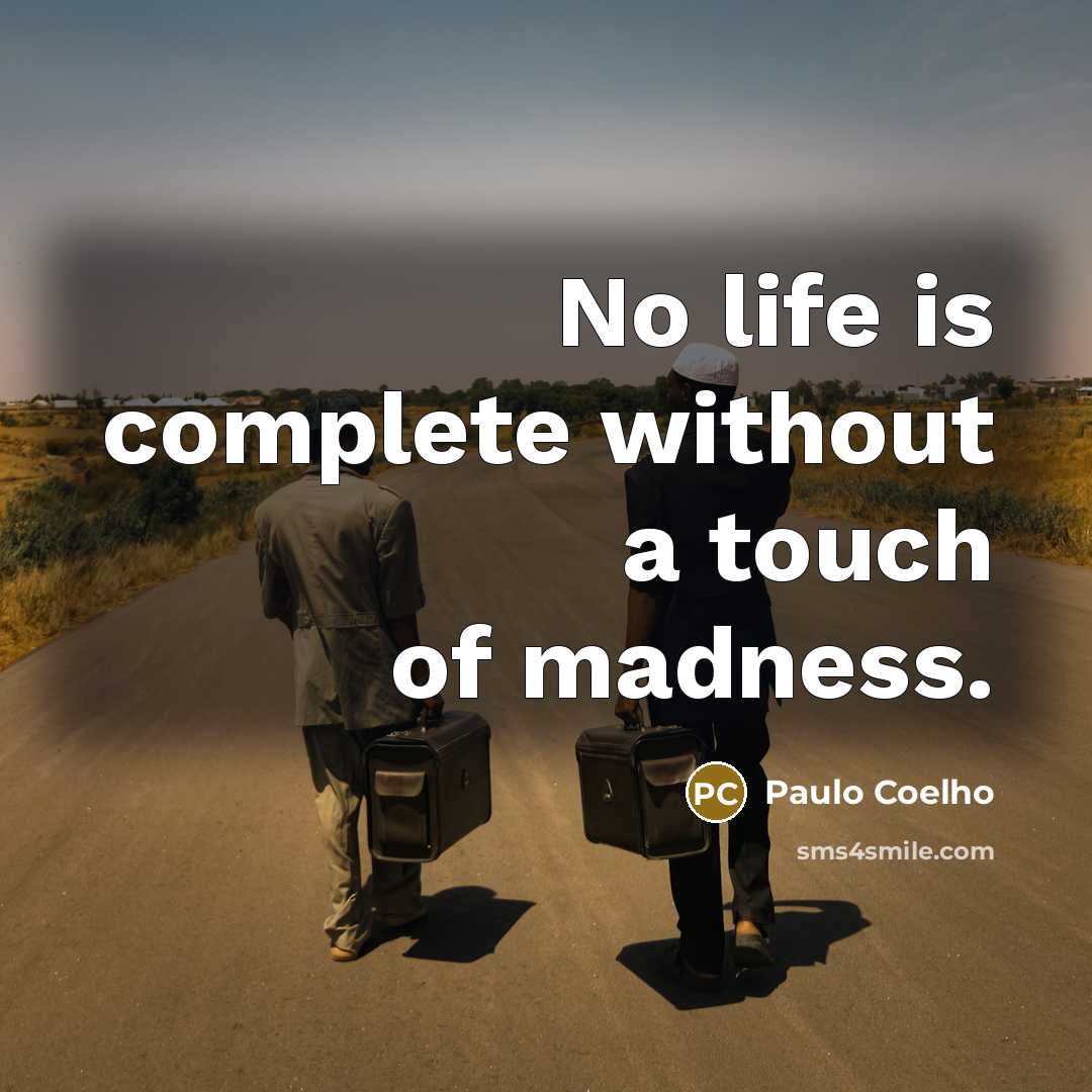“No life is complete without a touch of madness.…” quote by Paulo Coelho