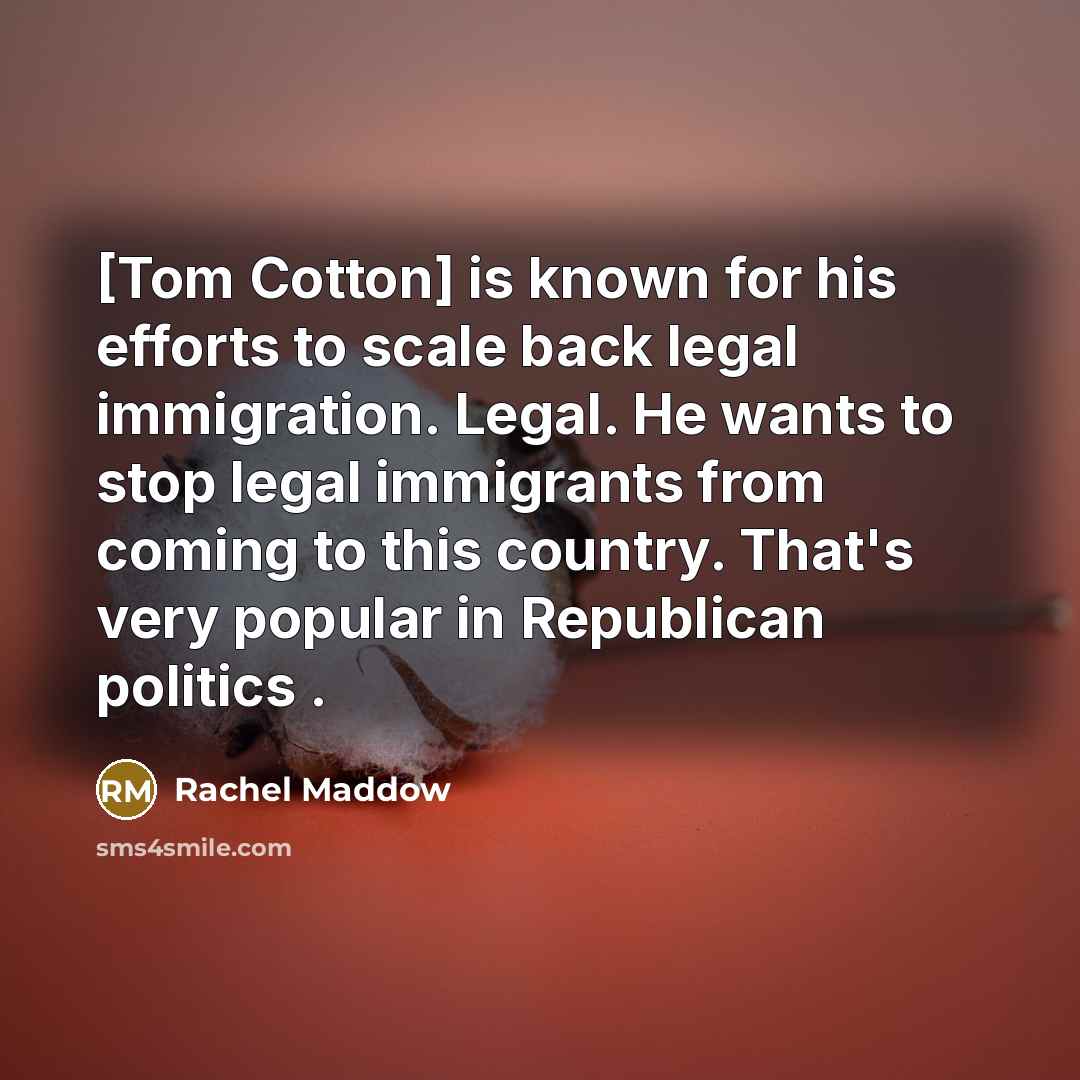 “[Tom Cotton] is known for his efforts to scale back…” quote by Rachel Maddow
