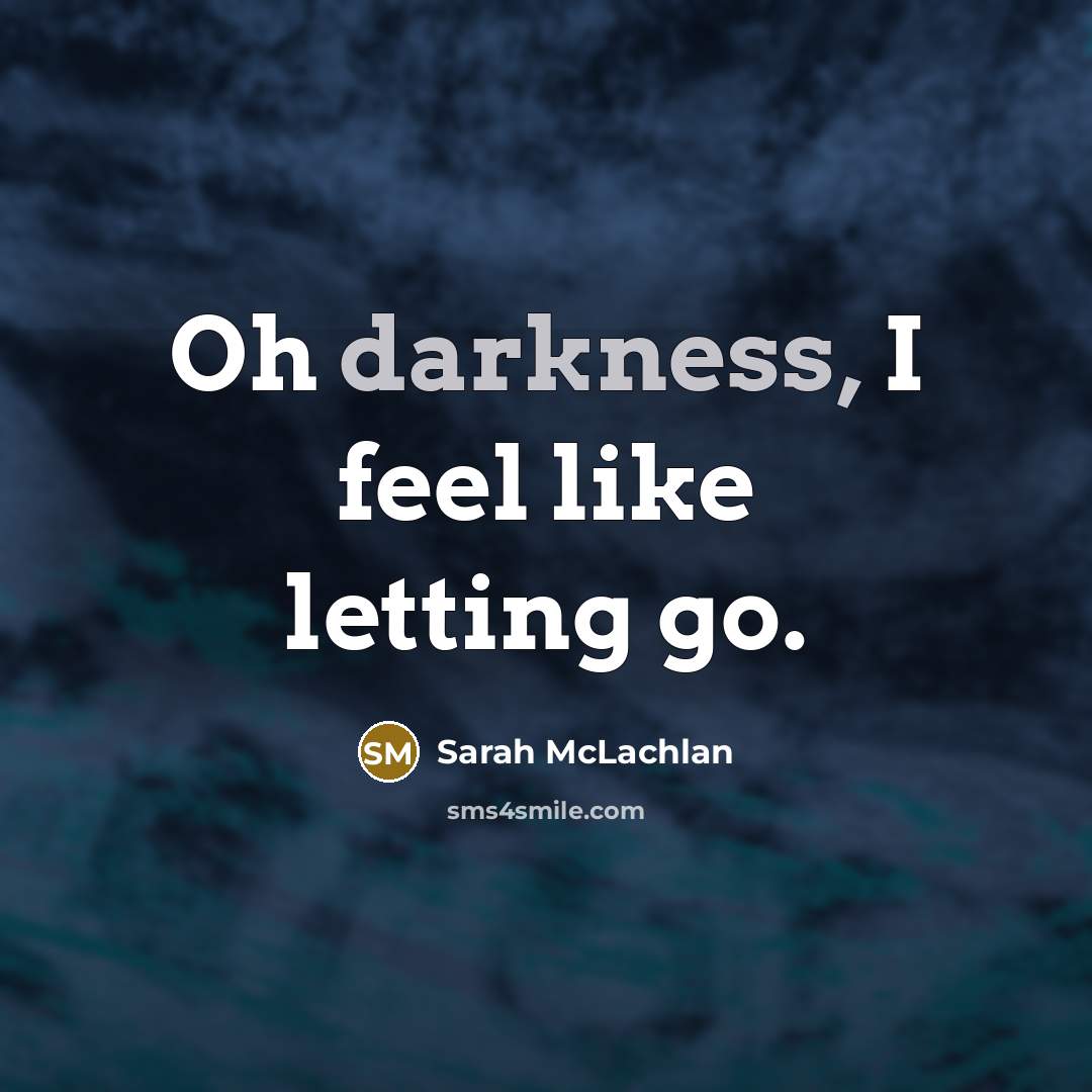 “Oh darkness, I feel like letting go.…” quote by Sarah McLachlan
