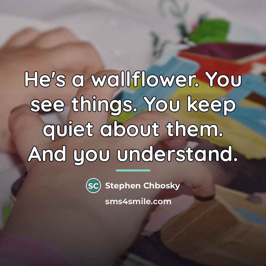 “He's a wallflower. You see things. You keep quiet about…” quote by Stephen Chbosky