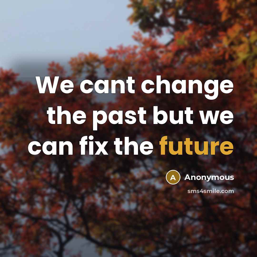“We cant change the past but we can fix the…” quote by Anonymous