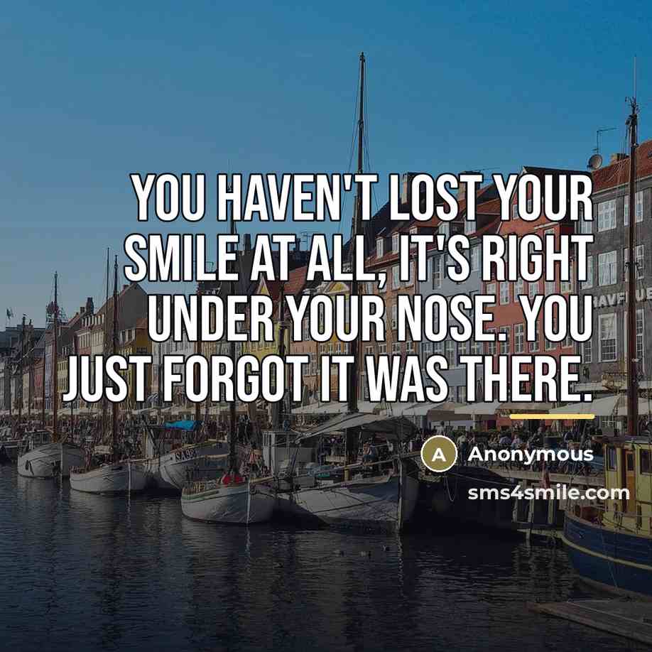 “You haven't lost your smile at all, it's right under…” quote by Anonymous