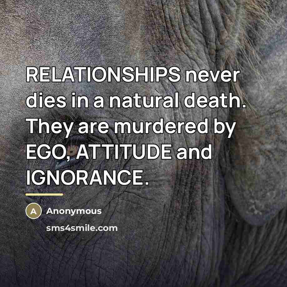 “RELATIONSHIPS never dies in a natural death. They are murdered…” quote by Anonymous
